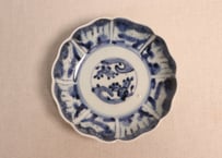 江戸後期染付草花割絵図なます皿①フリモノ