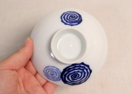 明治後期～大正染付渦巻図蓋茶碗