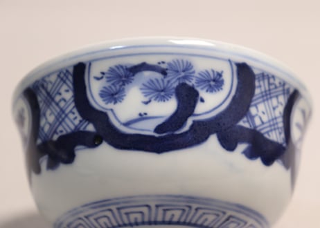 明治後期~大正染付松竹梅図蓋茶碗