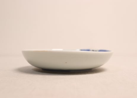 明治後期~大正染付いんげん豆図小皿②少かたつき