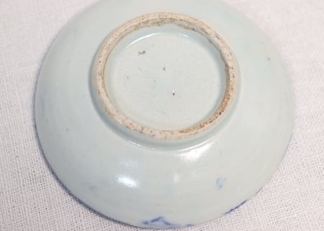 明治前期東北の焼染付山水図小皿