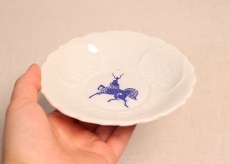 明治後期~大正陽刻銅判麒麟図小皿
