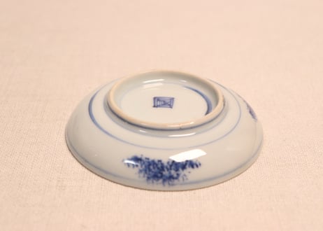 明治前期染付梅に鶯図小皿