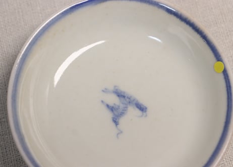 明治前期染付金魚図蓋茶碗③少甘手,小ニュウ
