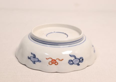 明治前期色絵御簾とくす玉図なます皿②小ホツ