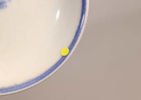 明治前期染付金魚図蓋茶碗②少甘手