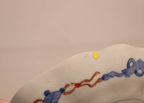 明治前期色絵松竹梅図7寸皿②小ホツ