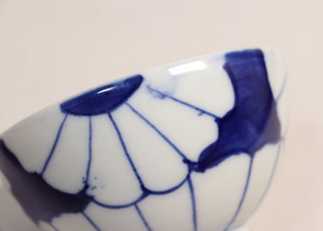 大正~昭和戦前染付菊花図蓋なし茶碗