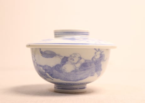 明治後期～大正銅判布袋様と唐子図蒸茶碗①