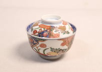 明治前期色絵鶉図蓋茶碗②黒点