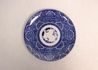 明治前期紙刷牡丹散らし図7寸皿①フリモノ