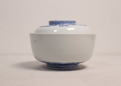 江戸幕末染付四君子図蓋茶碗