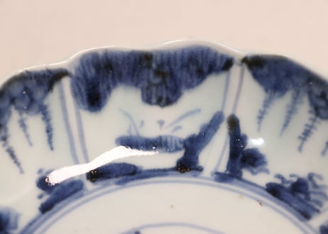 江戸後期染付草花割絵図なます皿③ノミホツ,フリモノ,少かたつき
