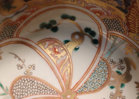 明治前期色絵五弁花に松竹梅図盃洗