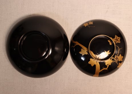 総黒蒔絵紅葉と笛図吸物椀②