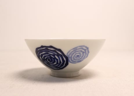 明治後期～大正染付渦巻図蓋茶碗