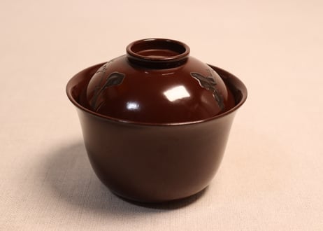 総茶蒔絵霊芝と松梅図箸洗い椀　5客組