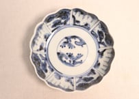江戸後期染付草花割絵図なます皿②ノミホツ