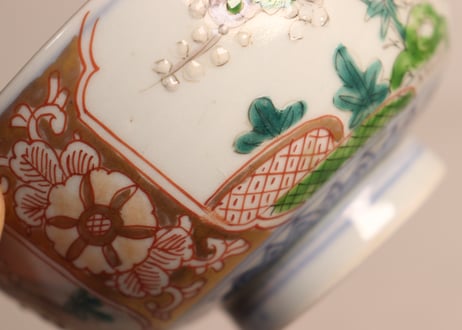 明治前期色絵松竹梅図蒸茶碗