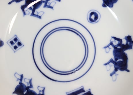 明治後期~大正染付三方麒麟図小皿①