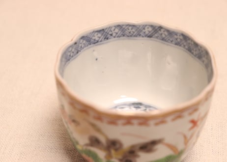 明治前期色絵花と蝶図通り物向付