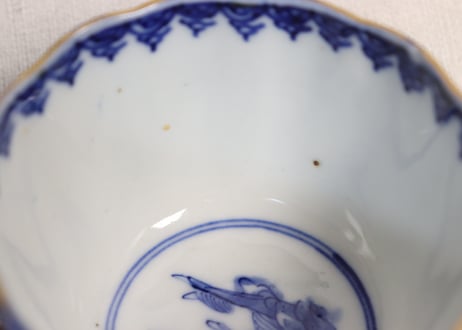 明治前期染付麒麟と牡丹図向付