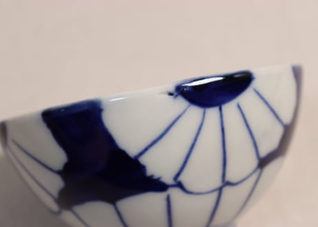 大正~昭和戦前染付菊花図蓋なし茶碗