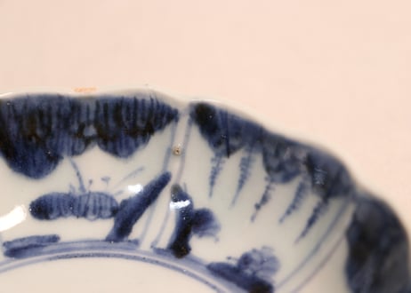 江戸後期染付草花割絵図なます皿③ノミホツ,フリモノ,少かたつき