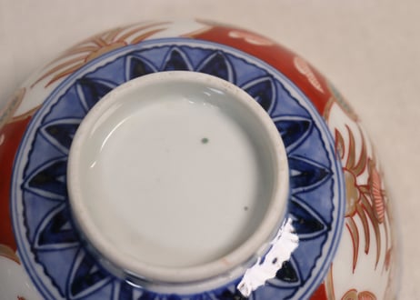 明治前期色絵団龍と牡丹図通り物飯茶碗①5客組