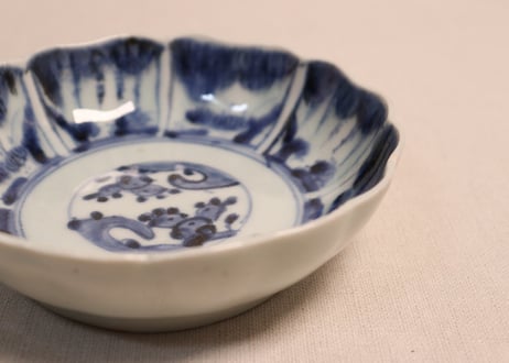 江戸後期染付草花割絵図なます皿①フリモノ