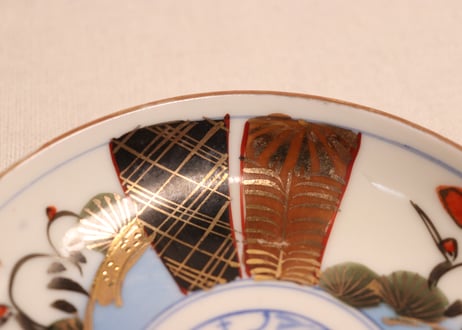 大正~昭和戦前色絵松鶴図小皿①