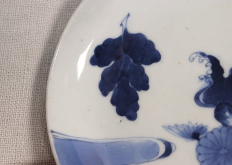 江戸中期染付流水に菊図小皿①