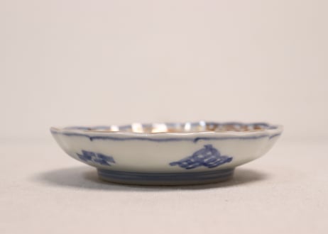 明治前期色絵団龍と牡丹図通り物小皿