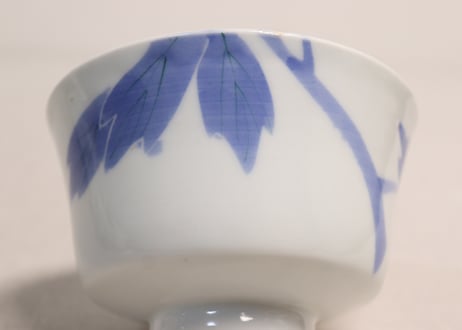明治後期~大正染付牡丹図蓋茶碗