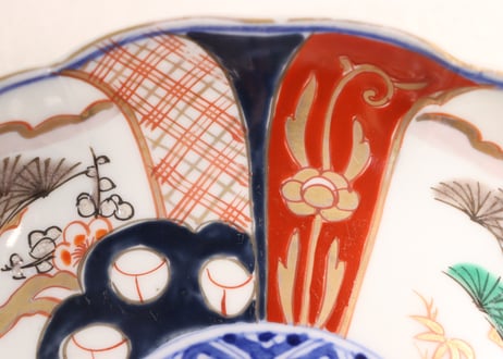 明治前期色絵三方に松竹梅図7寸皿①