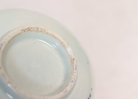 明治前期東北の焼染付山水図小皿