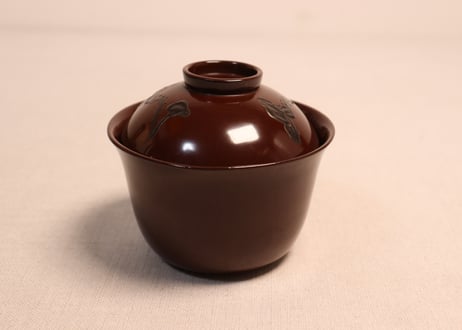 総茶蒔絵霊芝と松梅図箸洗い椀　5客組