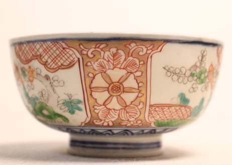 明治前期色絵松竹梅図蒸茶碗