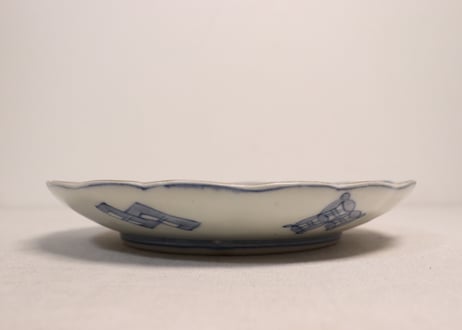 明治前期色絵団龍と牡丹図通り物７寸皿