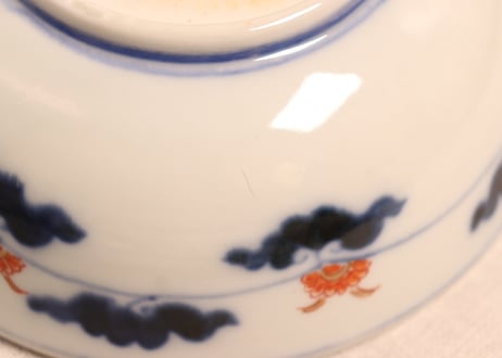 明治前期色絵蘇鉄と獅子牡丹図春寒鉢