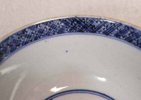 明治前期色絵団龍と牡丹図通り物飯茶碗①5客組