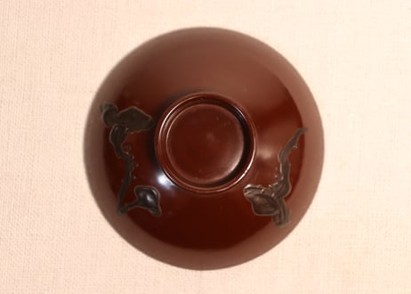 総茶蒔絵霊芝と松梅図箸洗い椀　5客組