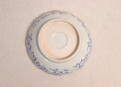 江戸幕末染付波に蝶図なます皿①