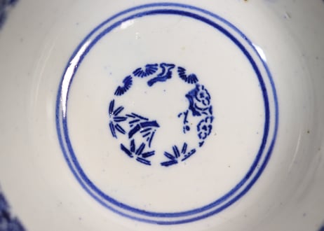 明治前期紙刷牡丹図蓋茶碗