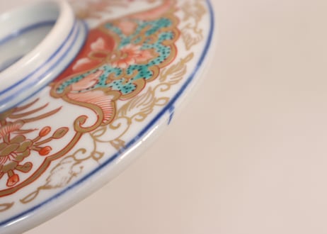 明治前期色絵団龍と牡丹図通り物蒸茶碗②