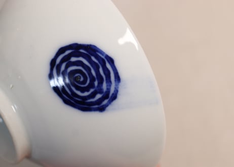 明治後期～大正染付渦巻図蓋茶碗