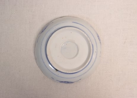 大正~昭和戦前ゴム判色絵桜と鶴丸図なます皿