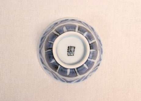 明治前期染付六方剣先図向付