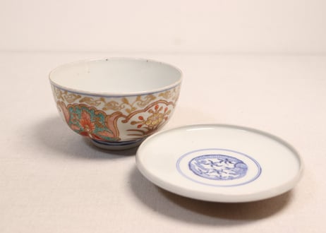 明治前期色絵団龍と牡丹図通り物蒸茶碗②