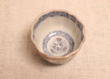 明治前期色絵花と蝶図通り物小向付